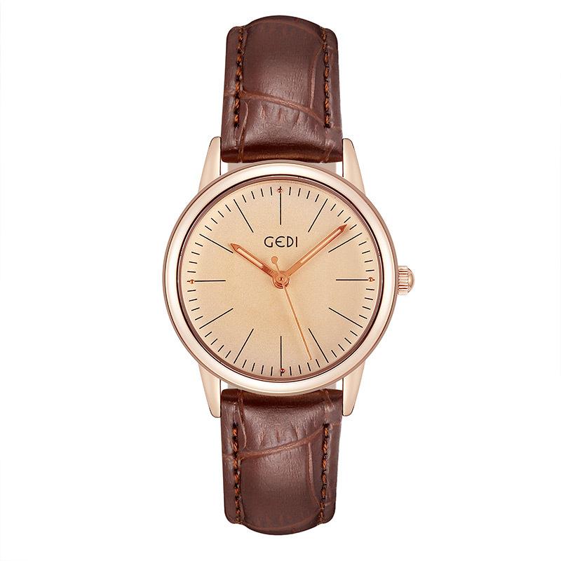 Simple Classic Disc Bamboo Pattern Belt Quartz Watch Women'S Retro Waterproof Watch