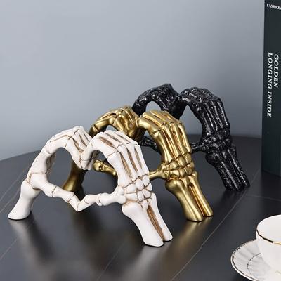 1pc Resin Hand Bone Couple Statue - Perfect for Halloween Decor, Desk or Shelf Decoration, Indoor/Outdoor Use