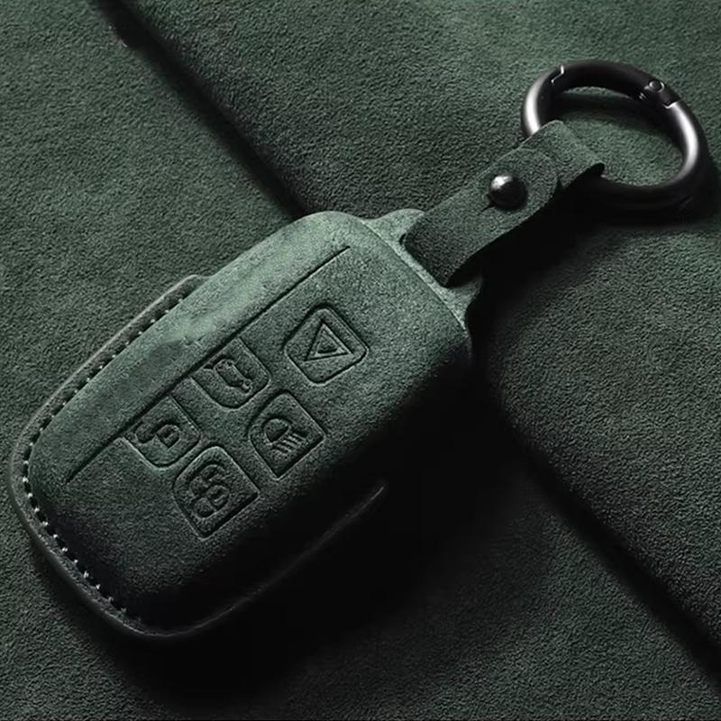 Suede Faux Leather Car Key Case Cover Protective for Jaguar XE XF XJ F-type F-pace E-pace Guitar Keychain Protector