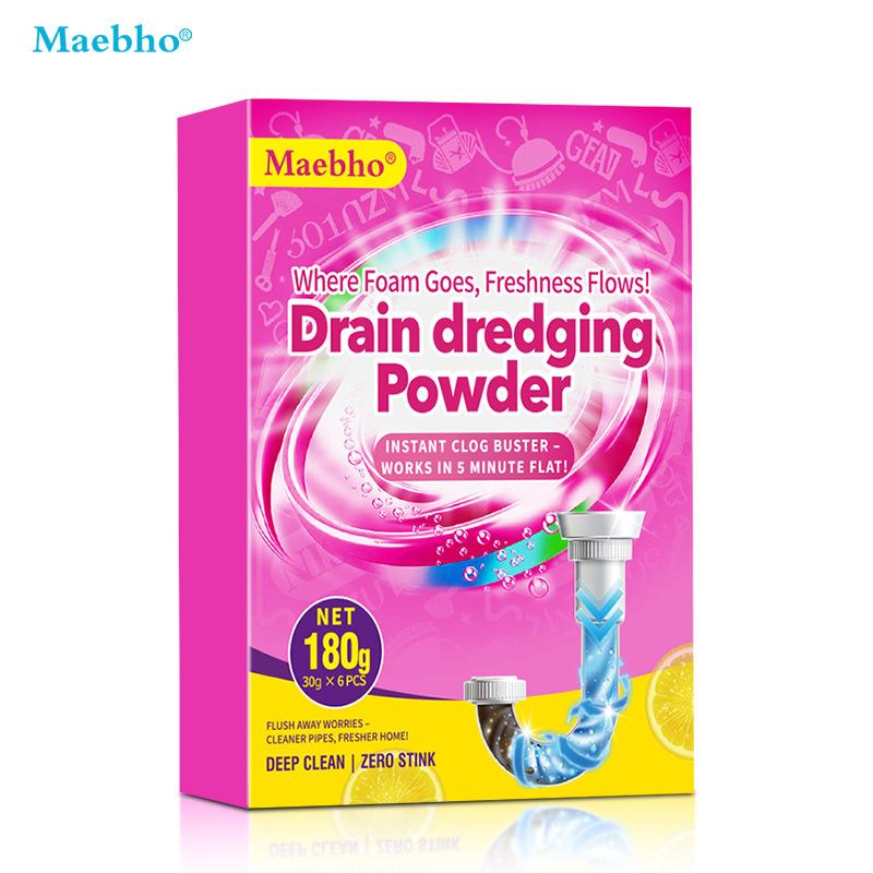 Sewage Rapid Drainage Cleaner Powder, Kitchen Sink and Toilet Pipes, Floor Drain Plug, Hair and Grease Remover, Deodorizer
