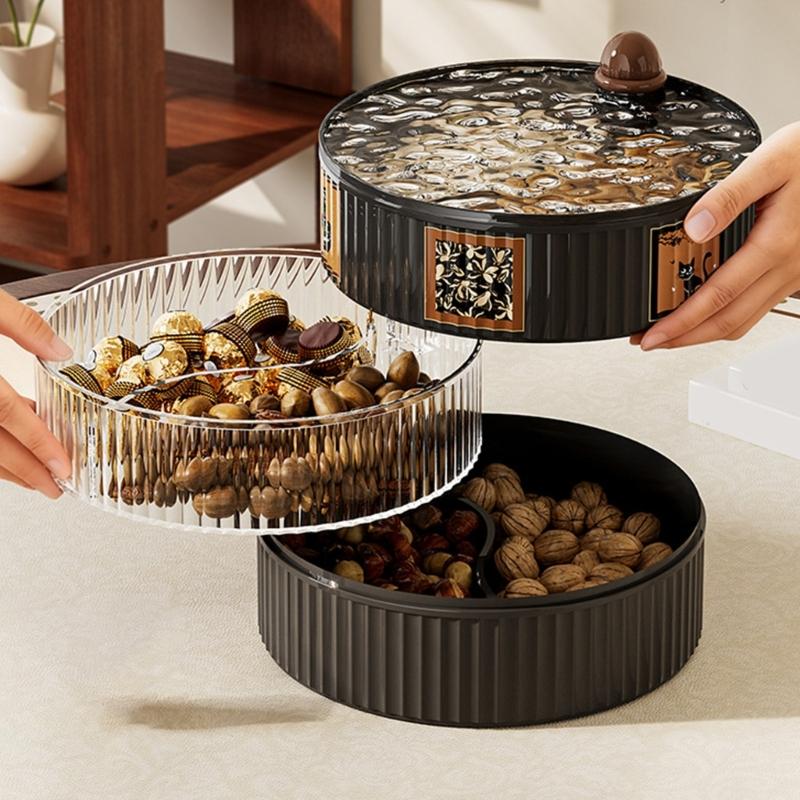 Clear Window Food Container for Easy Access to Snacks Fruits Nut Removable Layers Kitchen Storage Organizers