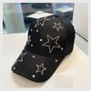 Women'S Baseball Cap Five Pointed Star Inlaid Diamond Sun Hat Spring And Summer Cotton Adjustable Casual Female Peaked Cap Girl