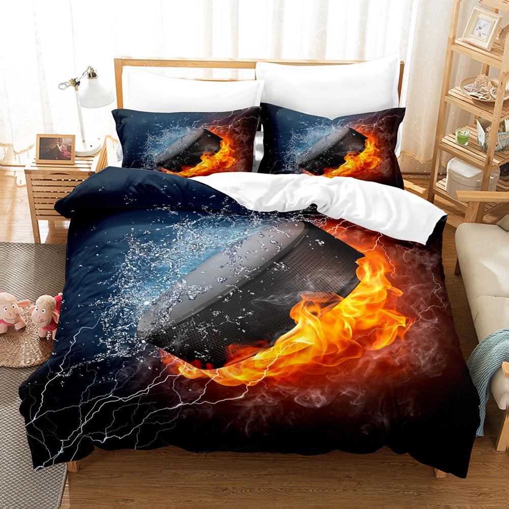 Sports Ball Printing Bed Three-Piece 3D Digital Printing Kit Grinding Quilt Cover
