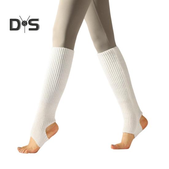 

2 пары балетных гетр с отверстием для пятки, вязаные зимние очень мягкие длинные гетры для йоги, танцев, нескользящие носки для ног, чехлы для икр для йоги и спорта белый