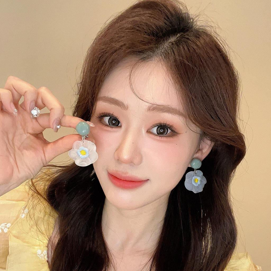 80s Hong Kong Style Red & Blue Clip-On Earrings for Non-Pierced Ears – High-End French Luxury Stud Hoops