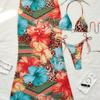 Europe and The United States New Foreign Trade Bikini Three-piece Leopard Print Slim-fitting Sexy Backless Long Dress Swimsuit