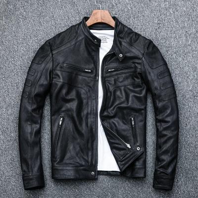 Giacche da uomo in vera pelle al 100% Giacca da uomo in vera pelle di pecora Giacca da moto da uomo primavera autunno Cappotto vintage da uomo