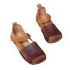 Summer Sandals Women's Flat Bottom Non-slip Hollow Bag Head Color Matching Cool Slippers Soft Leather Retro Literary Mary Jane Shoes Sandals