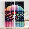 2PCS Rainbow Love Rain Curtain Curtains   Dreamy Sweet Wind   Living Room and Bedroom   Drawbar Pocket Decoration
