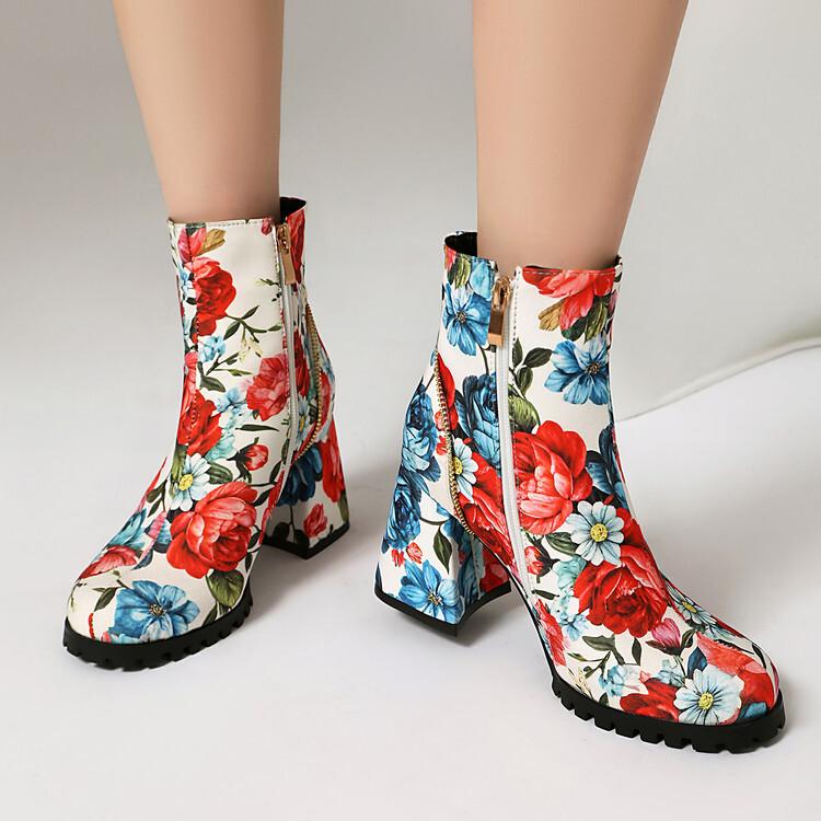High-heeled Short Boots Large Size Color Autumn Medium Tube European and American Waterproof Table Color  Boots