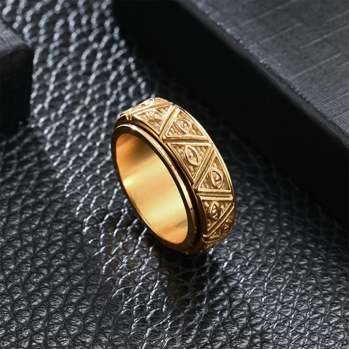 

Rotatable Evil Eye Titanium Steel Stress Relief Ring Vintage Artistic Jewelry No. 12
