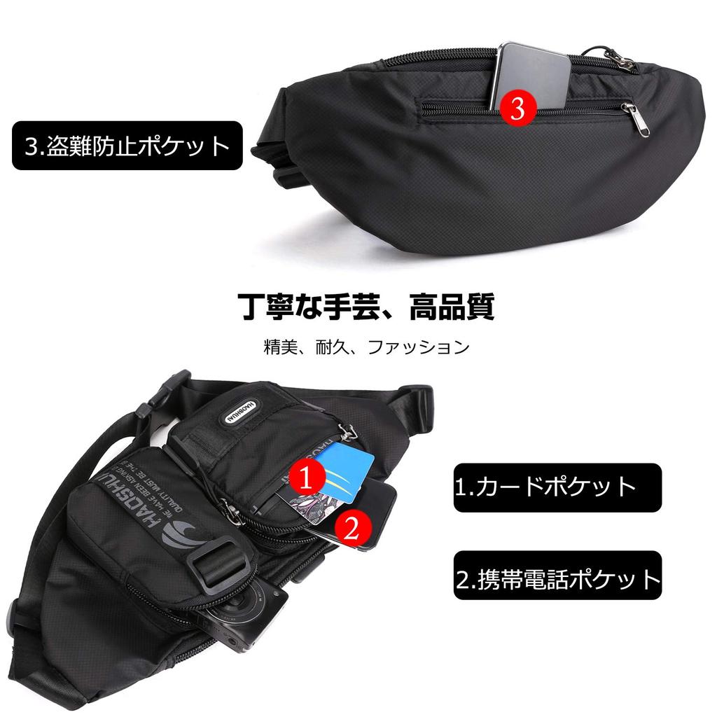 FANDARE Waist Large Outdoor Shoulder Crossbody Hip Bag for and Gray Nylon Men's Bag, Waterproof, Anti-theft, Capacity, Bag, Bag, Running, Cycling,