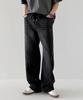 ORIGINALDAY Elastic Washed Wide Denim Pants Black