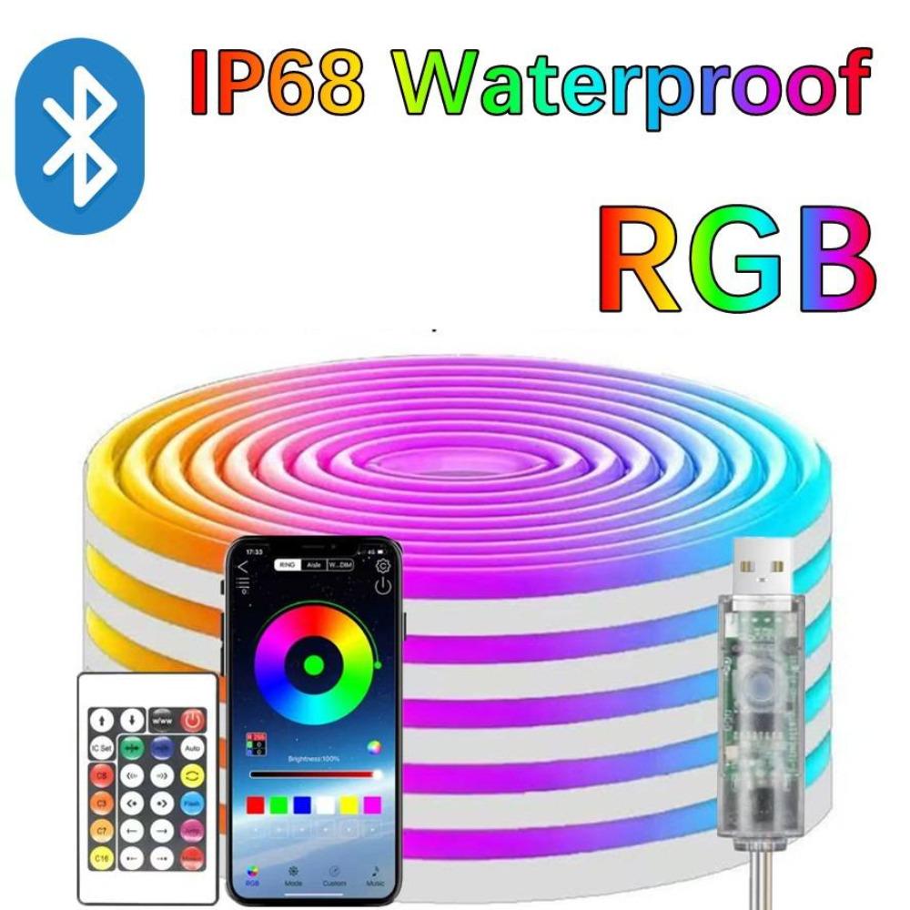 RGB Neon LED Strip Bluetooth App With Remote Control 5V USB Waterproof Neon Strip Light RGB Strip For Indoor Outdoor Home Decor