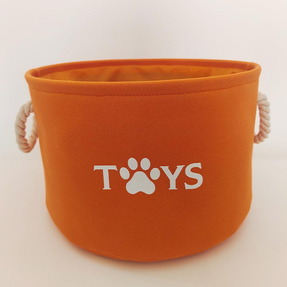 Round Dog Pet Toy Basket Cat Clothes Storage Box Foldable Storage Basket with Handle Pet Supplies