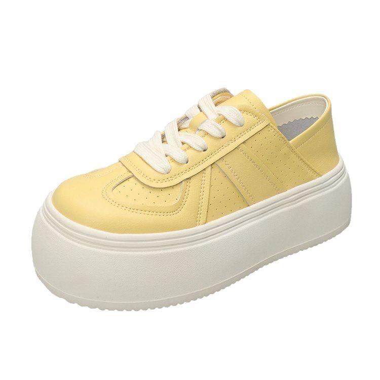 Leather two wear white shoes women's spring 2025 new round head platform fashion versatile casual sports shoes