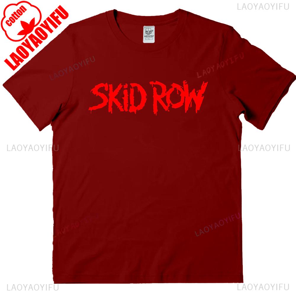 Skid Row Red Logo Black Adult T-Shirt Ropa Hombre Trending Cool Creative Hipster Comfortable Personality High Quality Cotton