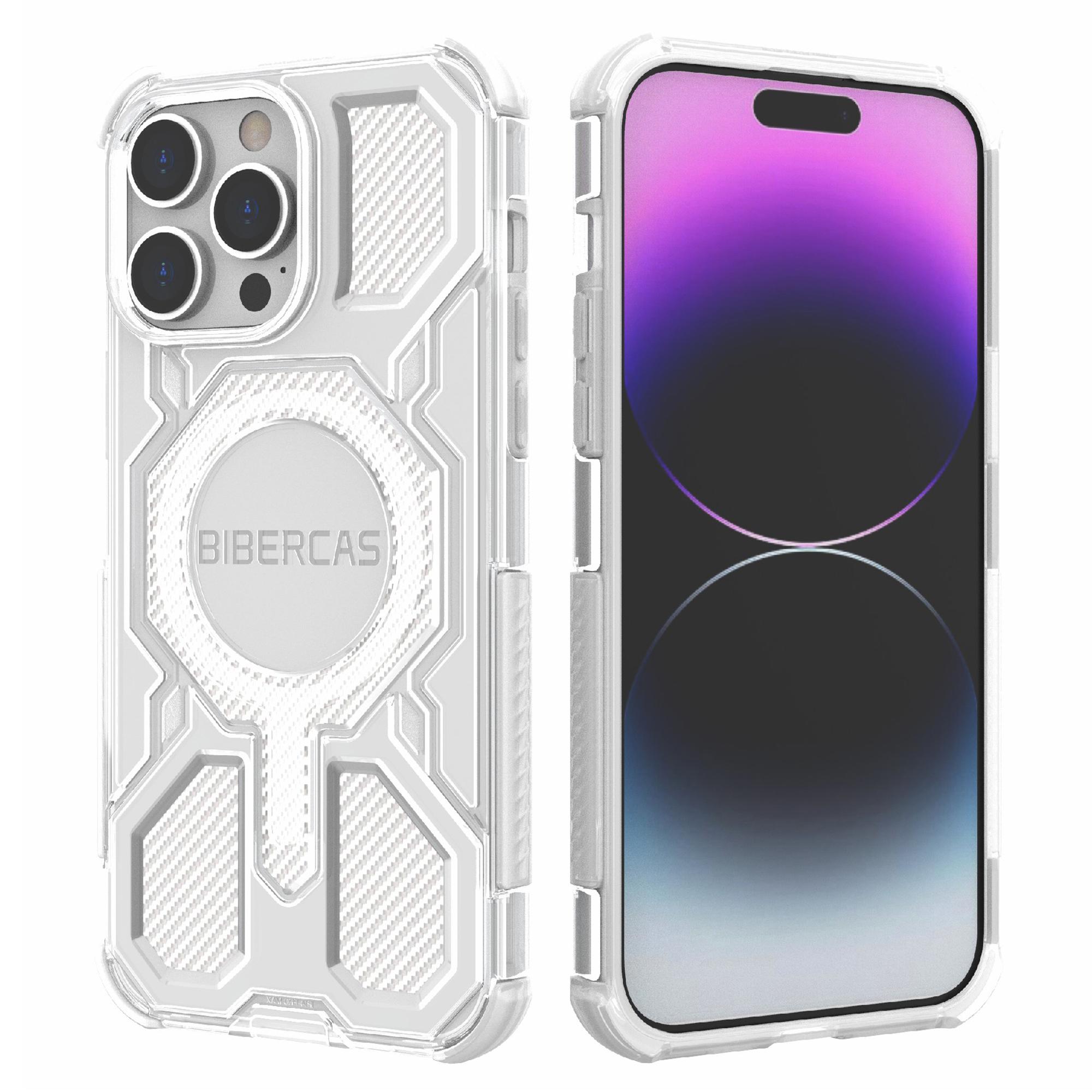 

BIBERCAS J-16 Transparent Series For iPhone 14 Pro Max Case Compatible with MagSafe TPU+PC Phone Cover Grey