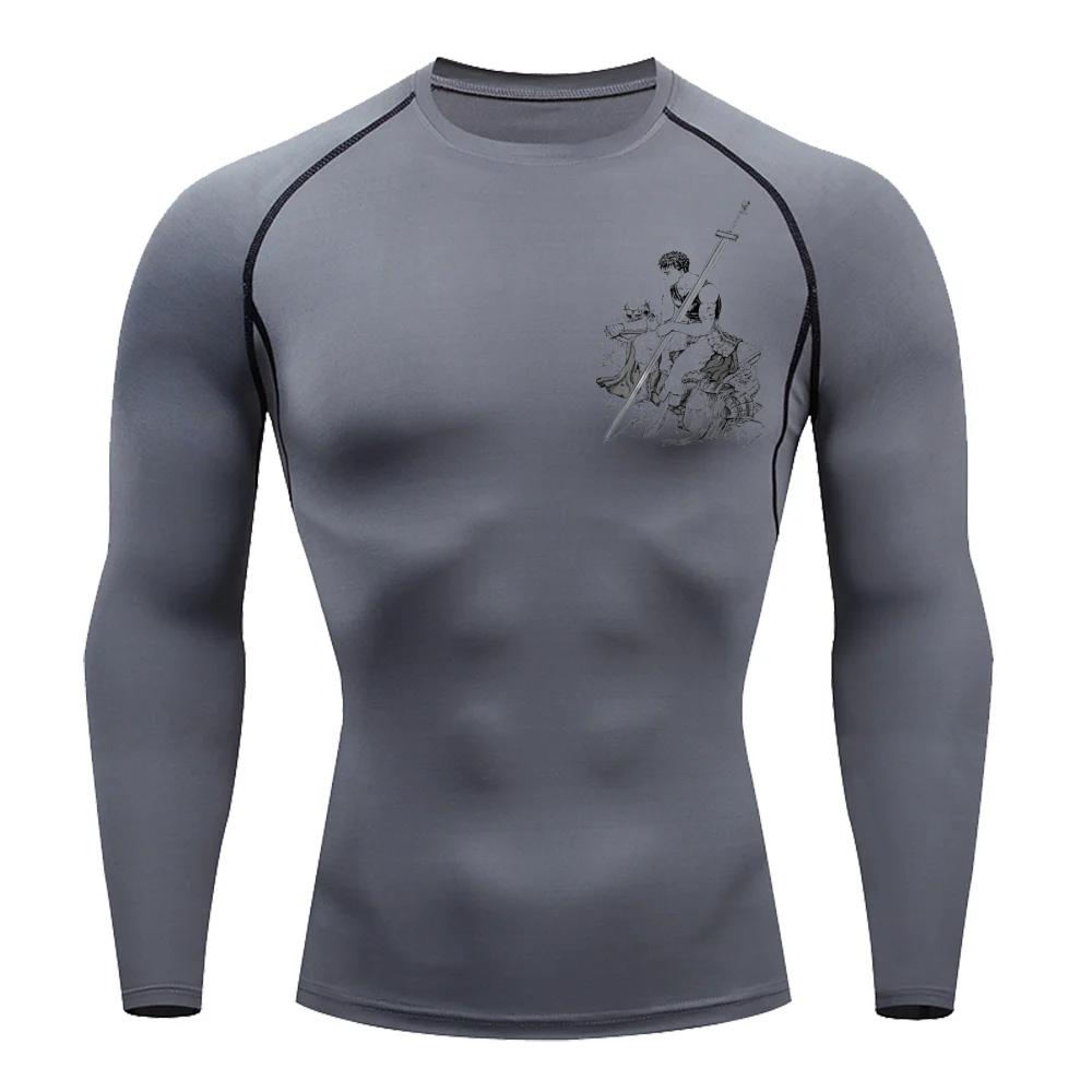 For Men Summer Athletic Compression T-Shirt Breathable Quick-Dry High-Elasticity Short Sleeve Tee with Bold Griffith Graphic Gym
