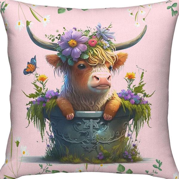 Creative Cartoon Cute Animal Print Linen Pillow Case Home Sofa Car Decoration Pillow