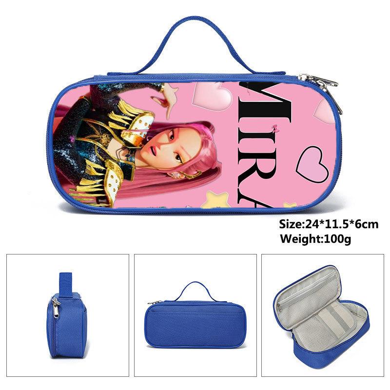 Huntrix Kpop Student Blue Compartmentary Pencil Bag Kpop Witch Hunter Student Storage Stationery Bag Pencil Bag