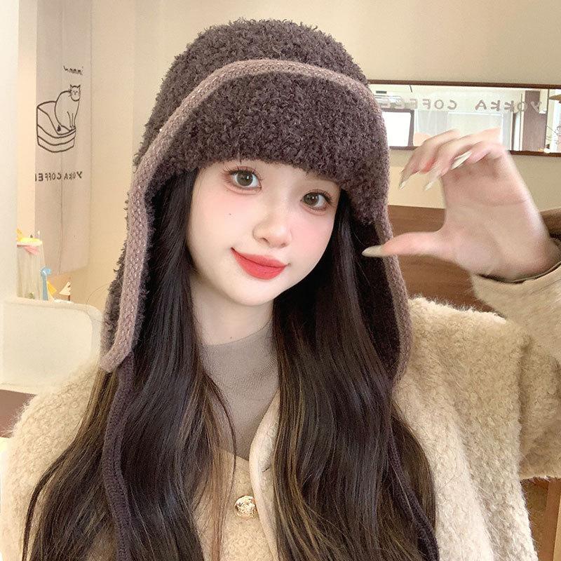 Keep Warm and Cold Children Autumn and Winter Thickened Fleece Ear Protector Knitted Wool Balaclava Hat