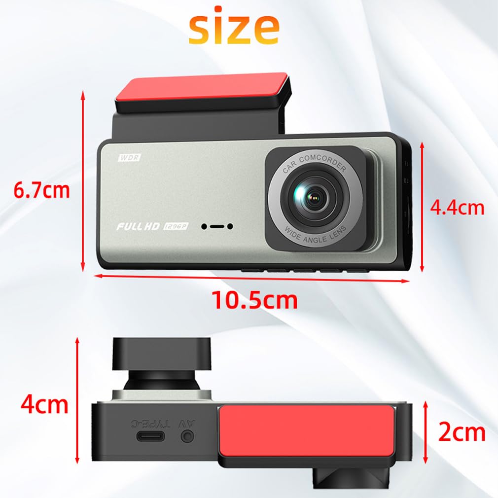 3-channel Wifi dash cam for car, front and rear internal 1080P car DVR, Super
