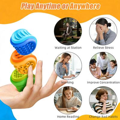 אבן סיליקון חושית צעצוע פידג'ט להקלה על חרדה ומתח כדור מרקם נייד לנסיעות ילדים נוער מבוגרים מרגיע צעצוע אבן דאגה