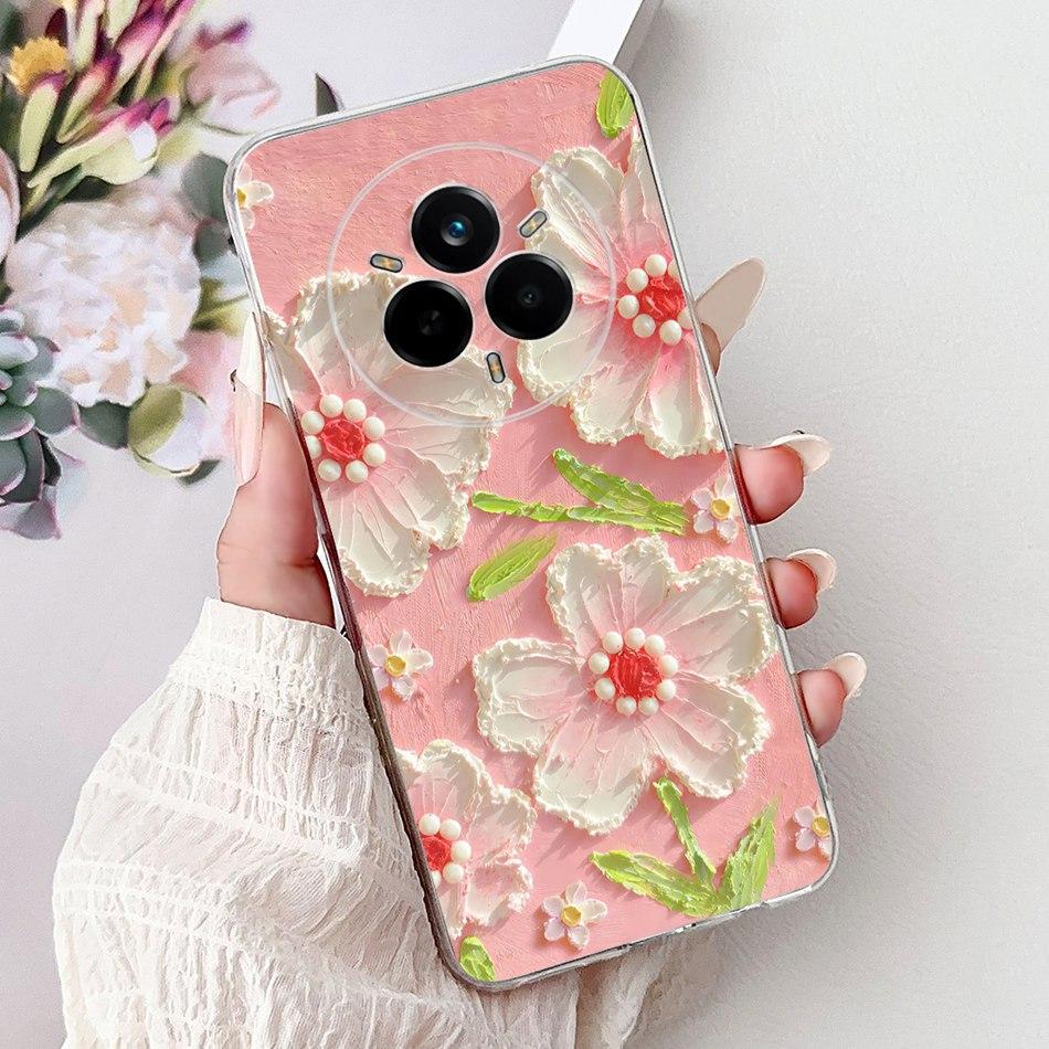 For Realme 14 Pro 14Pro+ Elegant Floral Cat Printed Phone Case For Realme 14 Pro Plus 14Pro 5G Soft Silicone TPU Cases