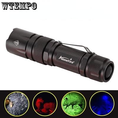 X33 WRGB Four Light Source Flashlight Strong Light Tele Torch 2000 Lumens Adjustable Flashlight Torch Green Red UV 3X XPE Zoomable Light