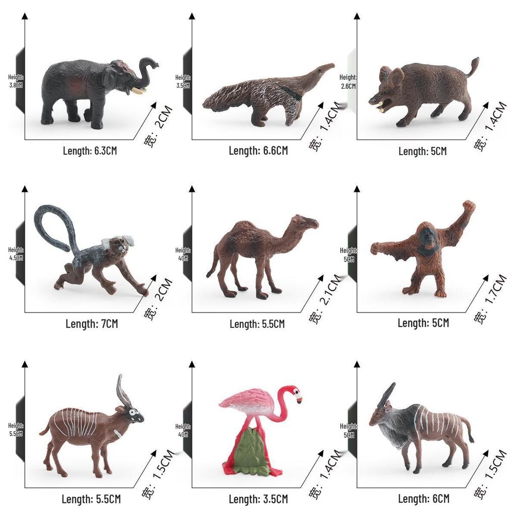 Cross-border Kids' Wildlife Model Figures: Eland, Antelope, Camel, Orangutan, Wild Boar, Anteater, Flamingo