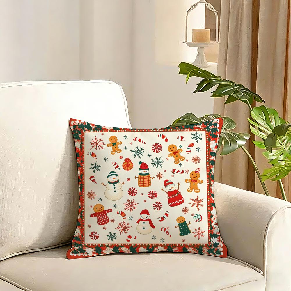 Merry Christmas dear Santa Claus Cushion Cover Reversible Plush Pillow Cover Soft Fluffy Home Decor for Sofa Bedroom