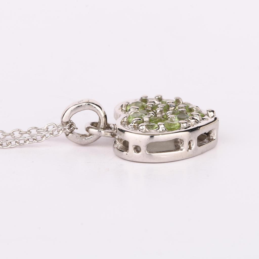 Peridot Multi Stone Pendant 925 Sterling Silver Rhodium Plated Fine Jewelry Gift for Her
