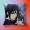 Black Butler Ciel and Sebastian  Pillow cover Soft Microfiber Pillowcase Home Sofa Decor Surprise Decorative printed