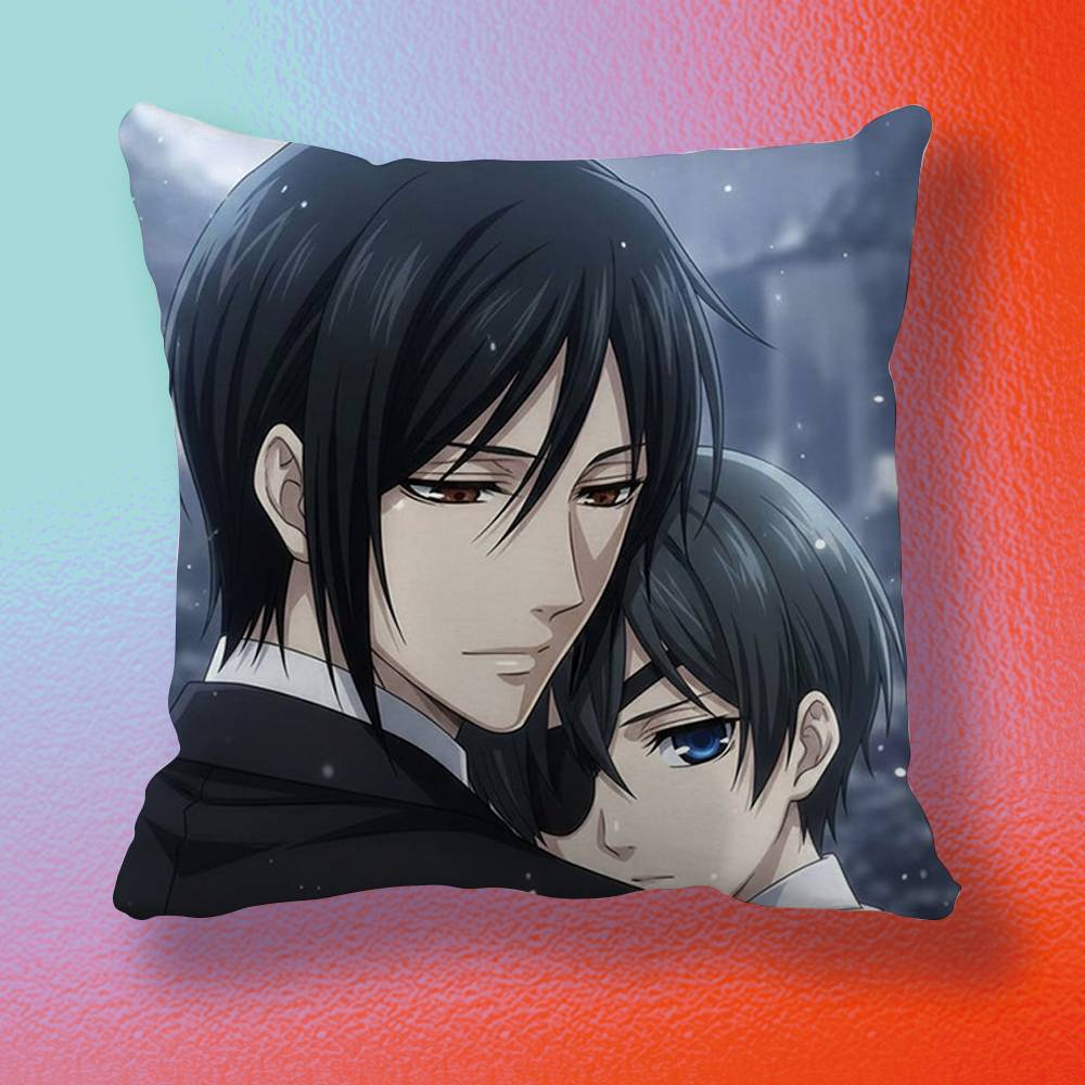 Black Butler Ciel and Sebastian Pillow cover Soft Microfiber Pillowcase Home Sofa Decor Surprise Decorative printed
