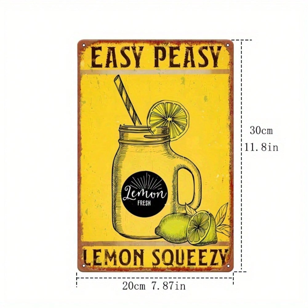 

Vintage Lemon Shake Tin Sign Retro Yellow Distressed Wall Art Rustic Home Decor Bar Cafe 20x30 разноцветный