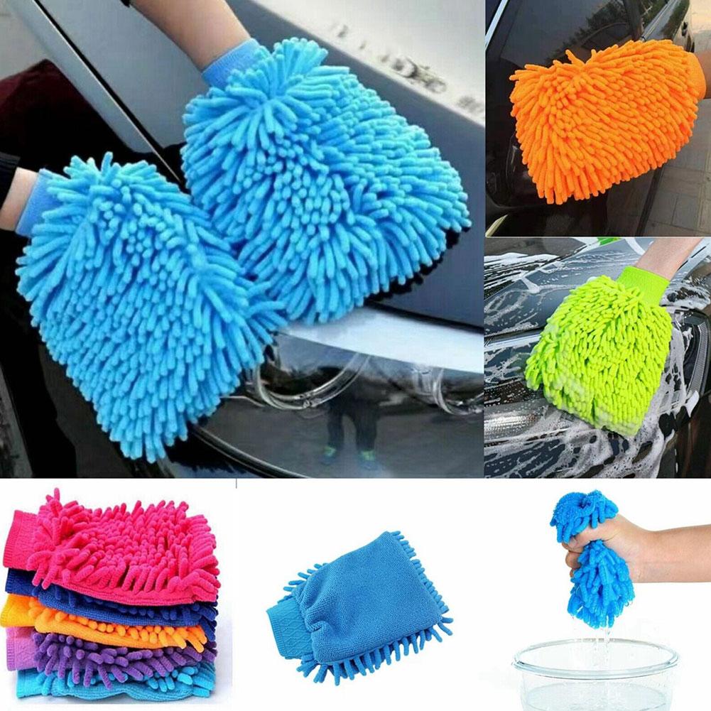 Hot Sale 2 In 1 Ultrafine Fiber Chenille Microfiber Car Wash Glove Mitt Soft Mesh Backing No Scratch For Car Wash And Clean K9L0