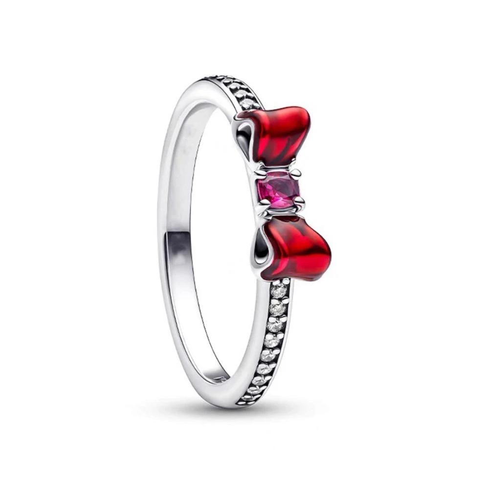 Boże Narodzenie Srebro 925 Korona Serce Kwiat Skrzydło Cyrkon Błyszczące Pierścionki Dla Kobiet Biżuteria Fine Jewelry ślub Rocznica Prezenty