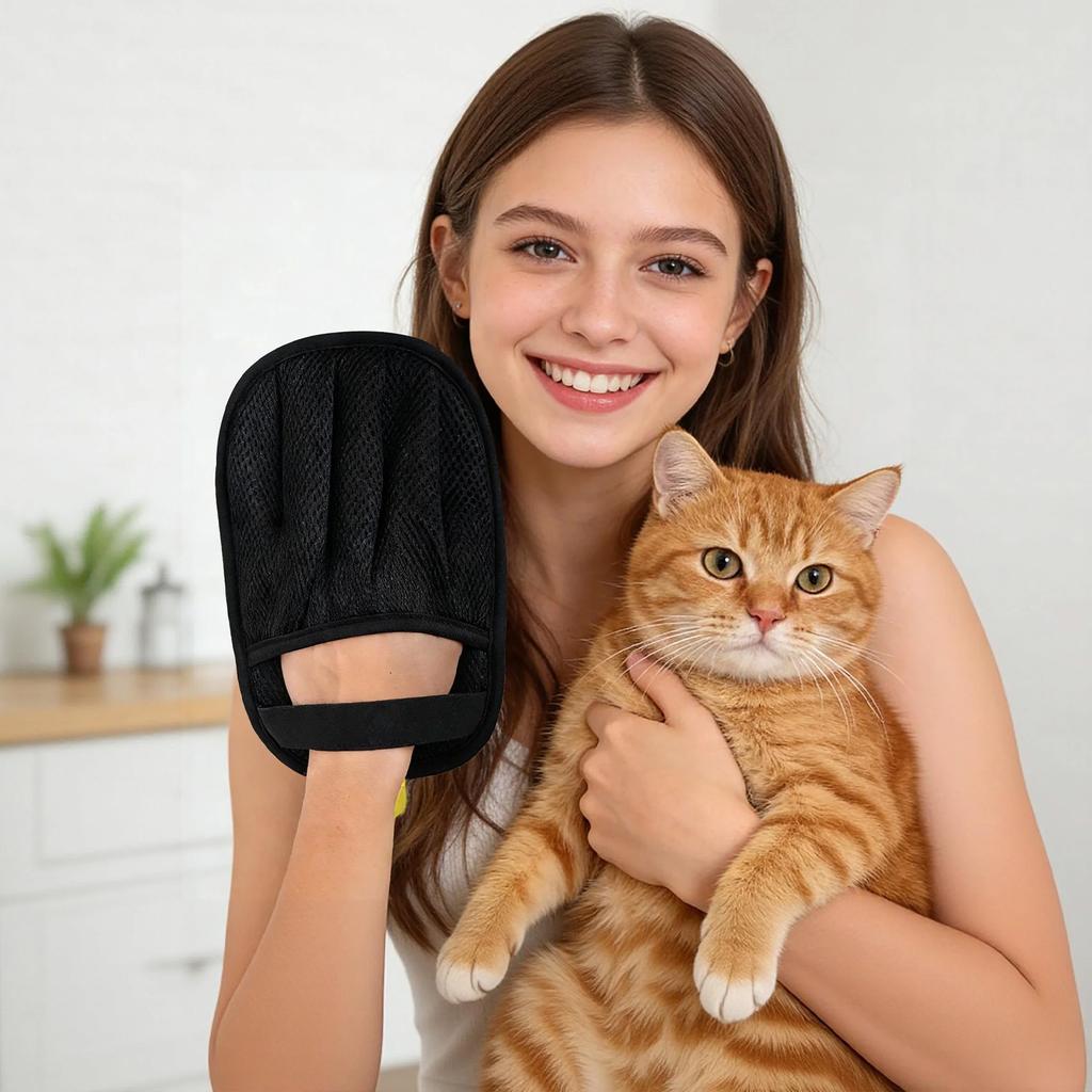 Pet Grooming Glove, Gentle Deshedding Brush Glove, Efficient Pet Hair Remover Mitt, Soft Massage Tool For Dogs & All Animals