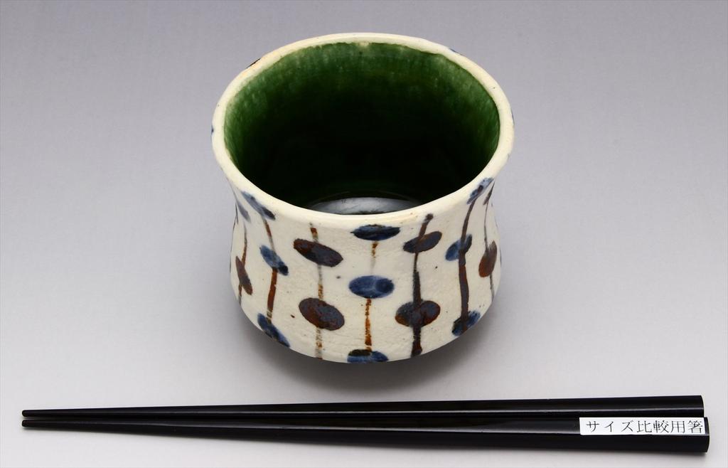 Mino Ware "Nakagaki Renji" Oribe Sudare Drum-shaped Teacup, Approx. 9cm Diameter X 7.5cm Height, 260ml Capacity, Made In Japan, 043-0300