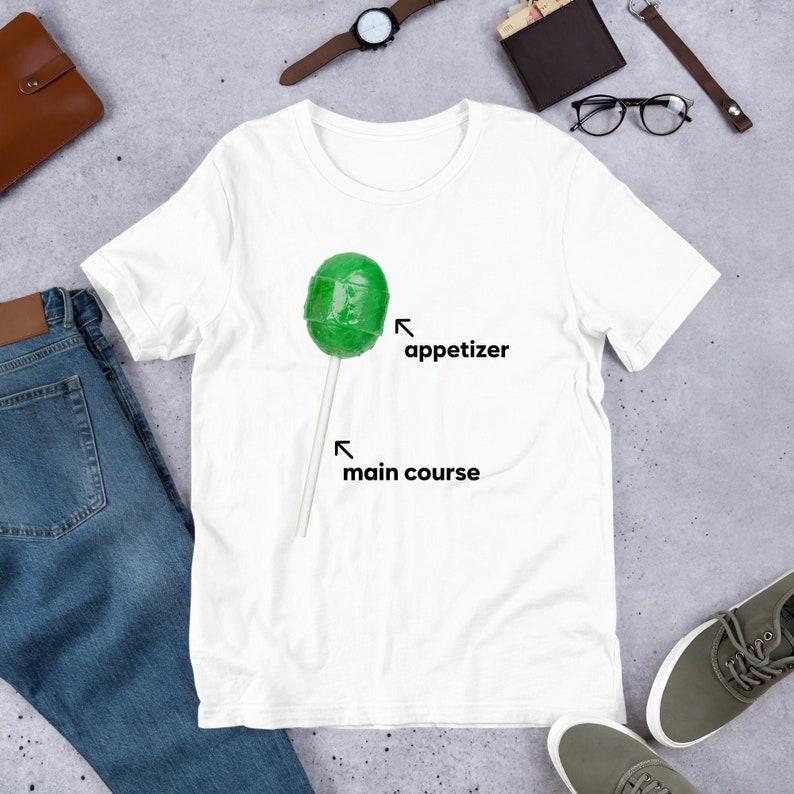

230 Gsm 100% Cotton Appetizer Main Course Lollipop Funny Meme Shirtironic Shirtweirdcore Clothingoddly Specificunhinged Shirtcursed 3XL білий