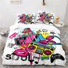 Graffiti Hip Hop Modern Street Art Bedding Set Boys Girls Twin Queen Size Duvet Cover Pillowcase Bed Boys Adult