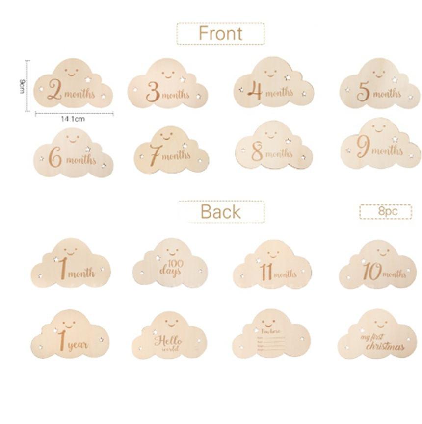 

Дерев яні картки-хмарки для фіксації етапів розвитку дитини - Реквізит для фото для щомісячних записів росту 14.1x9cm