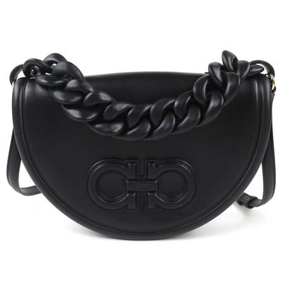 Fantastisk Salvatore Ferragamo Skuldertaske AURA Gancini 2VEJS Læder Håndtaske 212748 Brugt