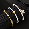 3Pcs/Set Bohemian Starfish Rice Beads Shell Anklet Set for Women Summer Gold White Color Multilayer Anklet Vacation Jewelry Gift
