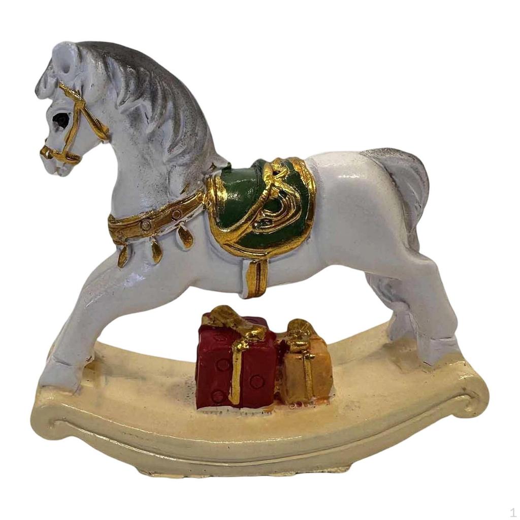 Small Christmas Rocking Horse Decor Animal Statue Collectible Sculpture for Anniversary Bedroom