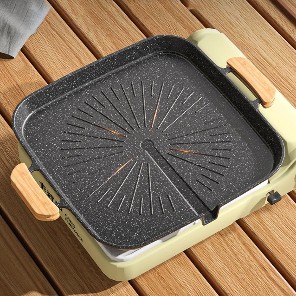 Nonstick Barbecue Tray with Oil Outlet Barbecue Plate Portable Korean Square Grill Pan  Camping