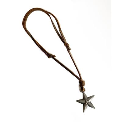 Verstellbare Lederseil-Sternanhänger-Halskette für Damen Vintage Ethnischer Stil Boho-Halskette Harajuku Schmuckzubehör