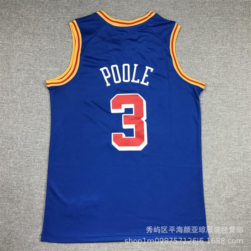 Camisa bordada do Golden State Warriors 3 Jordan Poole Uniforme de Basquete Masculino Feminino Outono Inverno