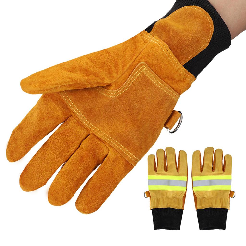 Paar Rindslederhandschuhe Feuerfest Hitzebeständig Lange Sicherheitshandschuhe